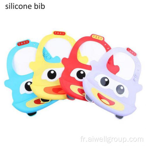 Bib de bébé en silicone de poche de caricature créative Salive Salive